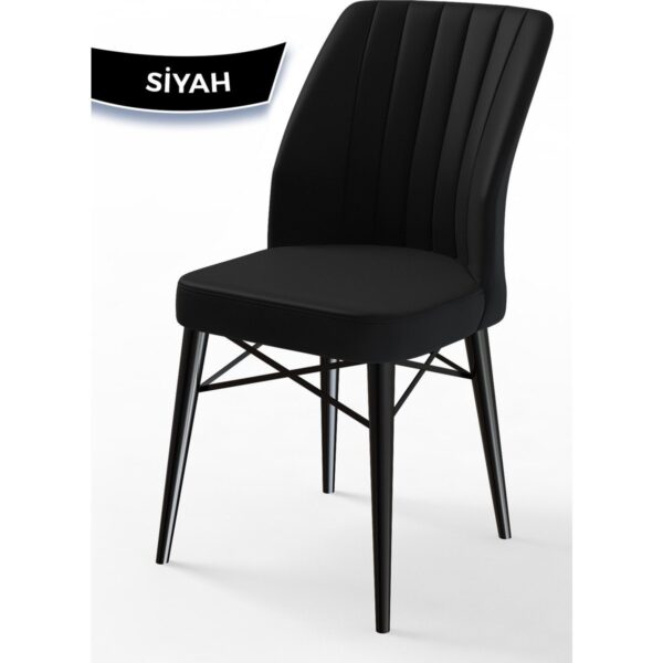 Concept Arp Serisi, Siyah Mermer Desen Masa 71 x 110 cm Sabit Mutfak Masası Takımı, 4 Sandalye