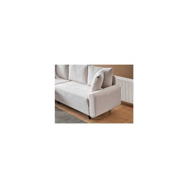 Corner Flavia Modern Köşe Takımı Ekru Kadife Malzeme Orta Sert Oturum 230 cm Genişlik