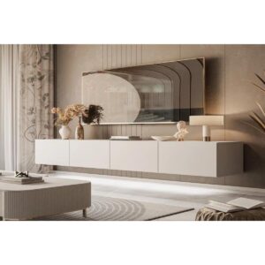 Joy Dizaynn Joy Tv Ünitesi Tv Sehpası Alt Modül Krem 240 cm Mdf Joy Tv Ünitesi