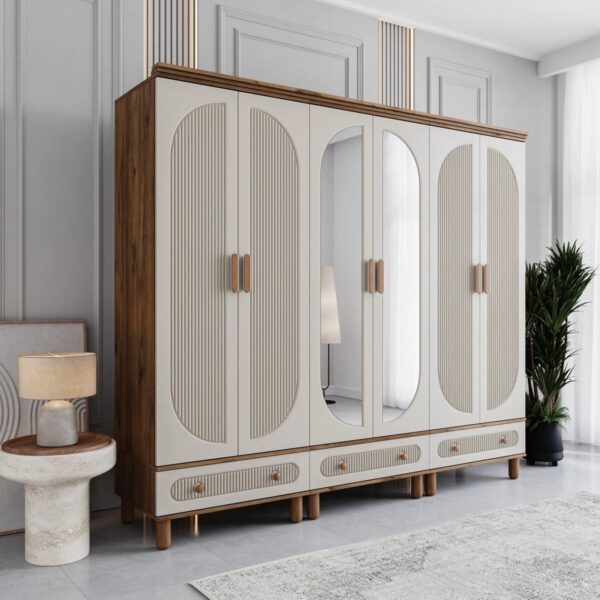 Monzio Milen 6 Kapaklı Çekmeceli Gardırop Tamamı MDF