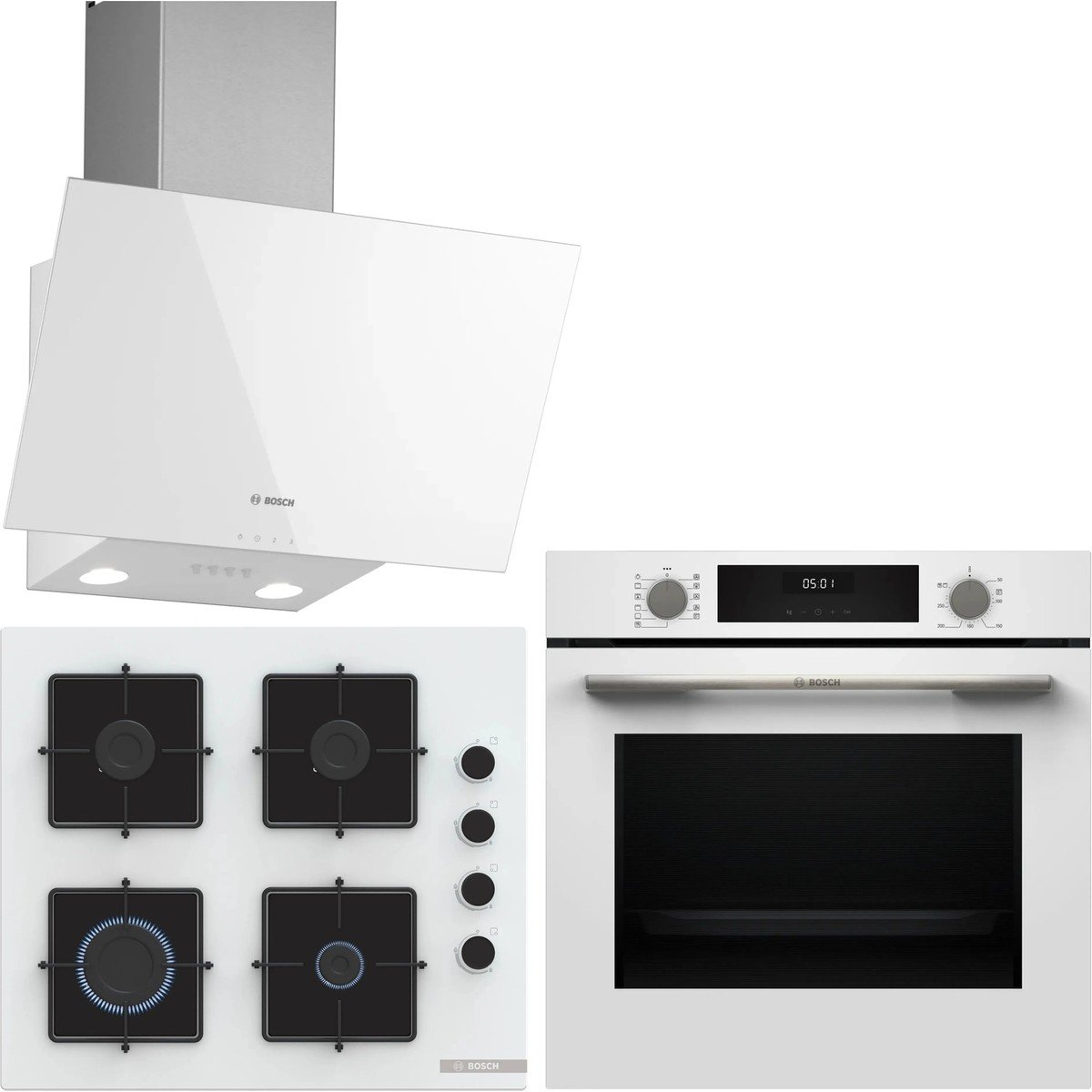 Bosch Beyaz 3 Lü Ankastre Set 483 Buhar Destekli A Enerji Sınıfı Modern Tasarım ( HUA717BV0T - POP6C2P31O - DWK63PJ20T )